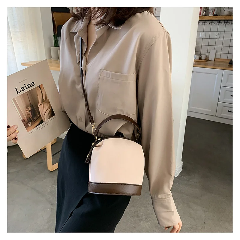 Casual PU Leather Women Bag Crossbody Bucket Bag Cute Girls Small Tote Bags Summer Female Shoulder Bag Handbags and Purses