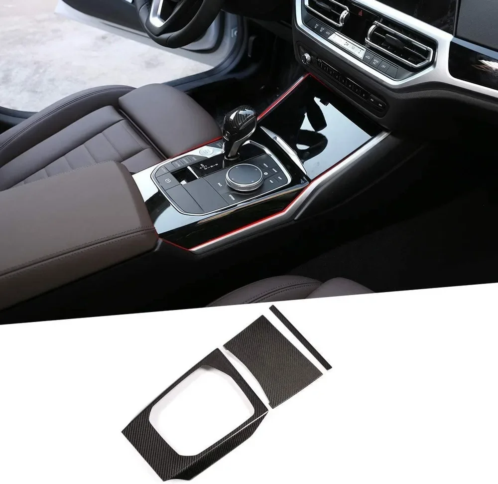 

For BMW 3 Series G20 2020 - 2023 (LHD), Real Carbon Fiber Car Center Control Gear Shift Decoration Panel Trim Frame Cover