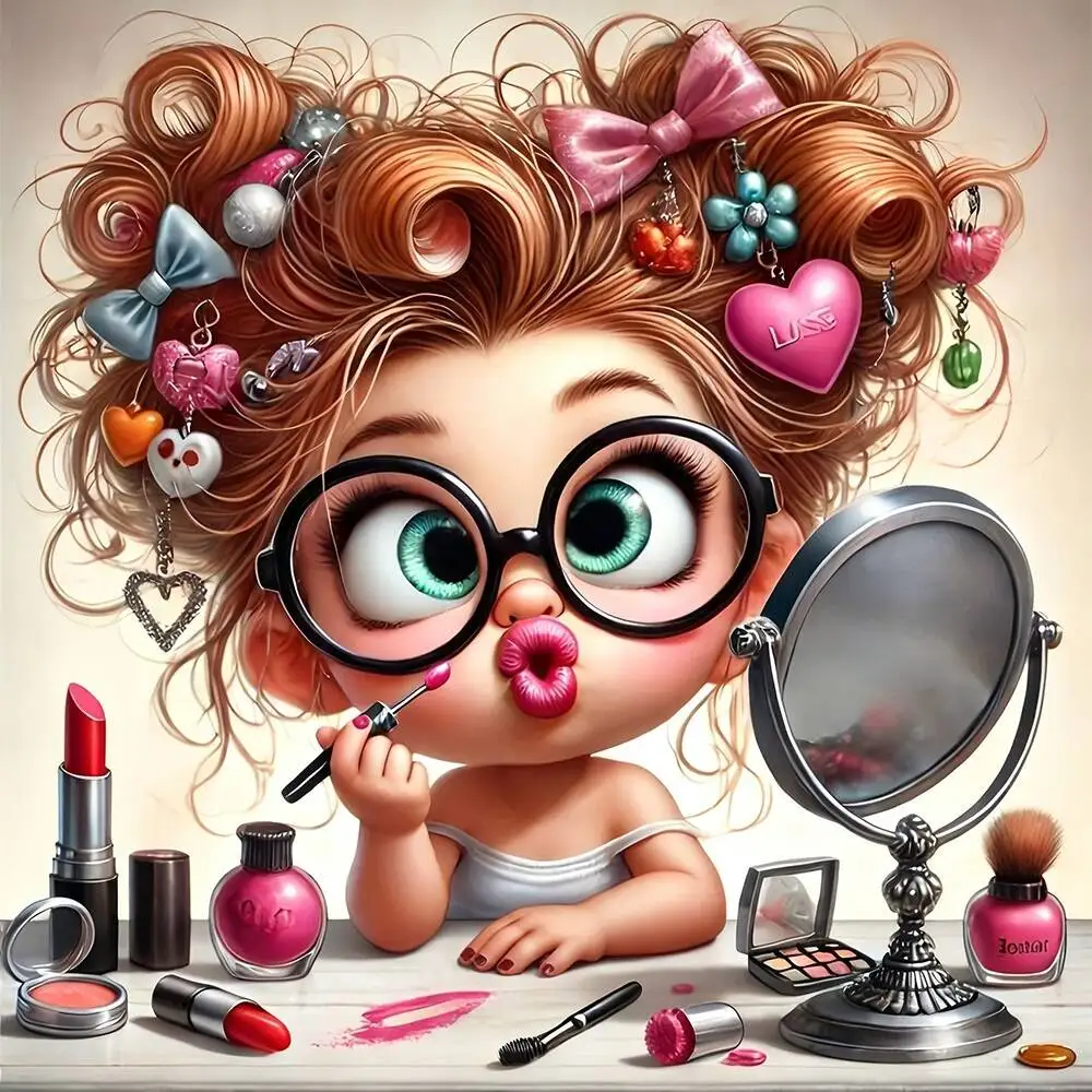 EverShine 5D Diamond Painting Girl DIY Embroidery Makeup Full Drill Mosaic Cartoon Portrait Home Decoration Gifts For Women