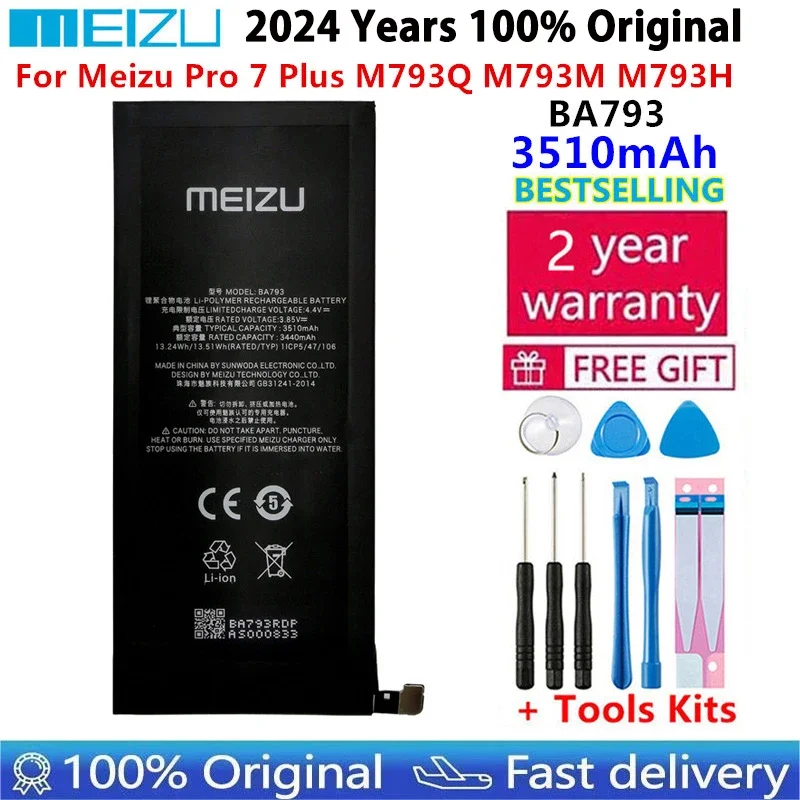 

2024 100% Original For Meizu Pro 7 Plus M793Q M793M M793H High Capacity Battery BA793 Smartphone Replacement Batteries 3510mAh