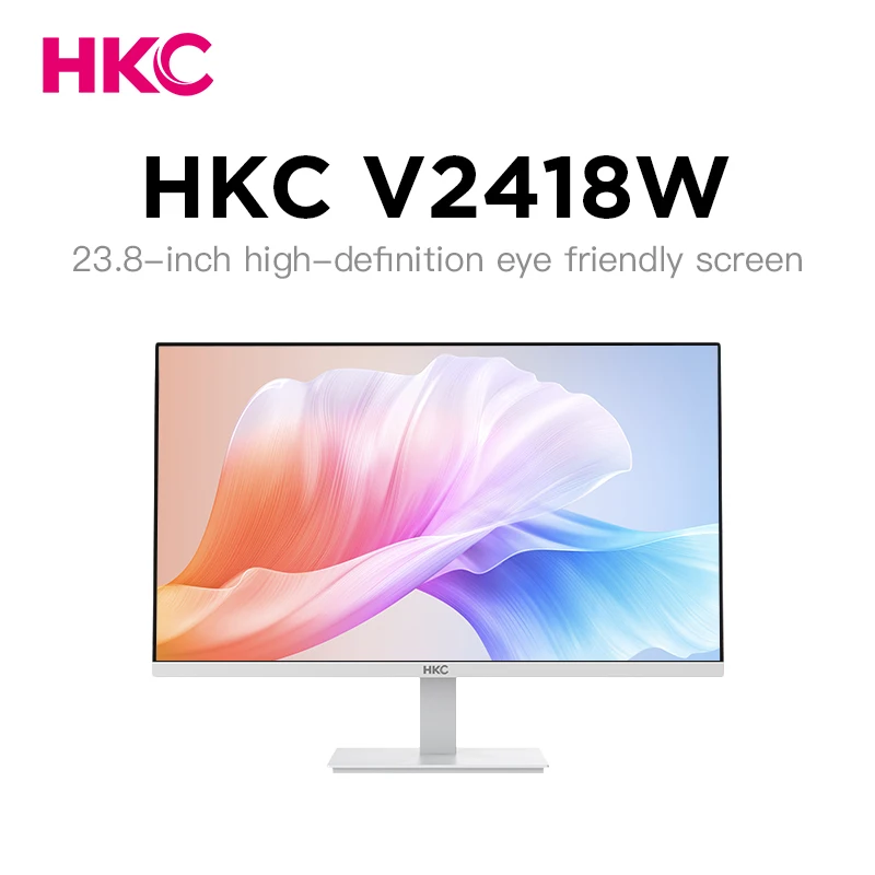 HKC V2418W 23.8-inch LCD display, 100Hz refresh rate for clearer images, business style appearance, narrow three sided borders,