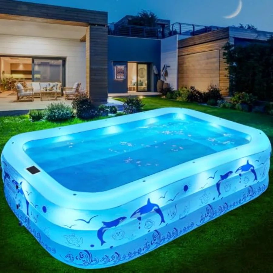 

2026 Upgrade Inflatable Pools with Lights Inflatable Swimming Pools for Adults Blow Up Pool Solar Large Pool Durable Thickened