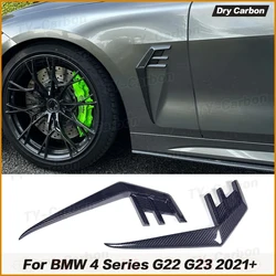 Real Dry Carbon Fiber Car Front Air Flow Cover Side Fender Intake Vent Trim Splitters Wing For BMW 4 Series G22 G23 2-Door 2021+