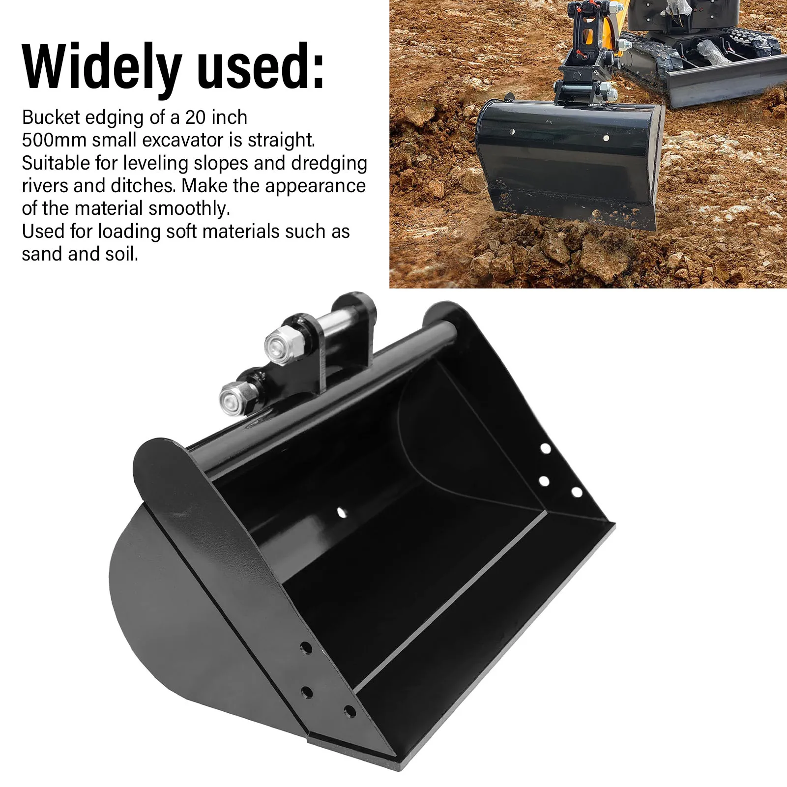 500mm 20in Small Excavator Bucket Manganese Steel Excavator Bucket for Leveling Slopes Dredging Rivers 500mm Excavator Bucket