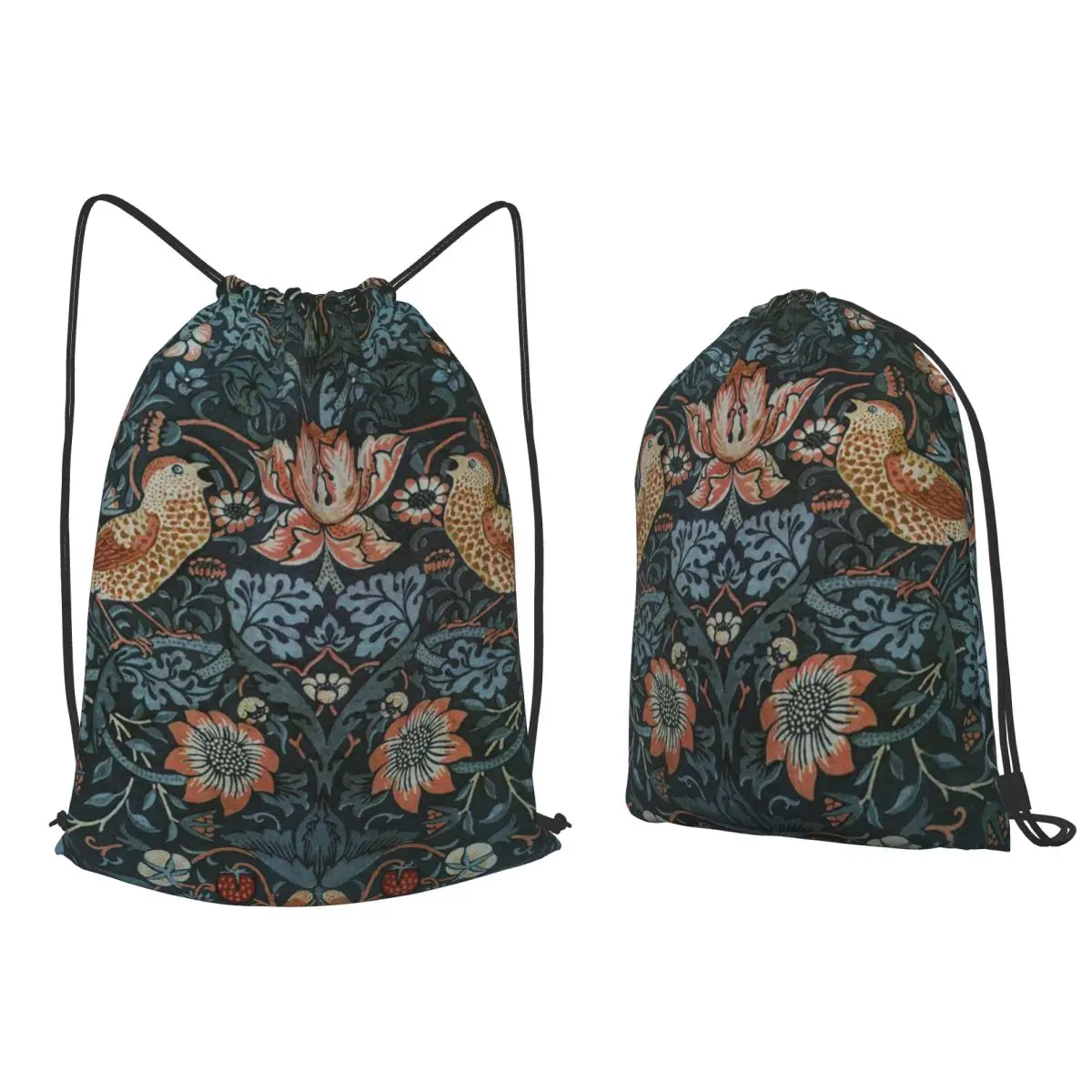William Morris Original Vintage PosterStrawberry Thief 1883 Backpacks Multi-functionDrawstring BundleBook Bags for Travel School