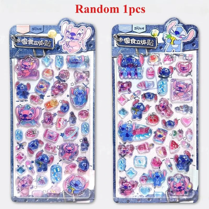 

Disney New Cute Lilo & Stitch Mickey & Minnie 3D Relief Sticker Toy Phone Case Diy Crystal Stickers Xmas Card Decor Sticker Toys