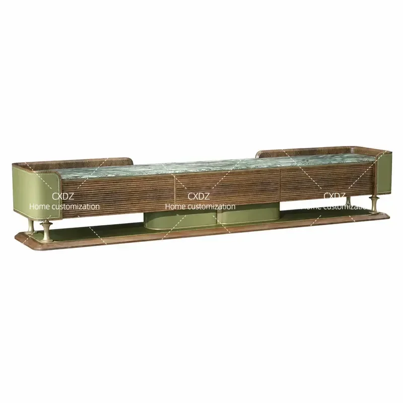 Modern Light Luxury Rock Slab Coffee Table and TV Cabinet Combination Nordic Style Minimalist Marble Floor Standing TV Unit