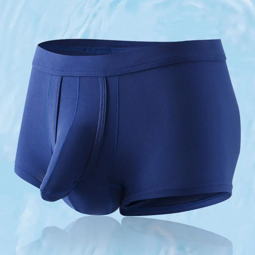 Men Underpants Elephant Nose Mid Waist High Elastic Boxer Briefs Breathable Anti-septic Moisture-wicking Men Underpants