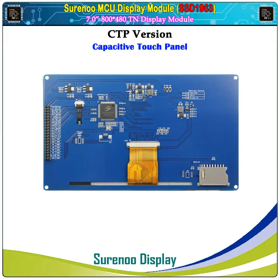 7.0" 7" inch 800*480 SSD1963 TFT Resistive Capacitive Touch LCD Module Display Screen Panel MCU Parallel for STM32 51 AVR