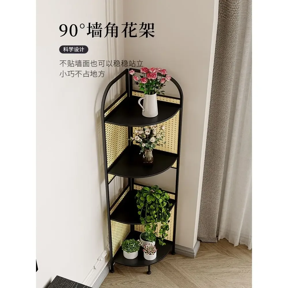 Iron Storage Rack Living Room Small Corner Display Rack Light Luxury Multi-Layer Book Storage Rack Display Cabinet Bookshelf