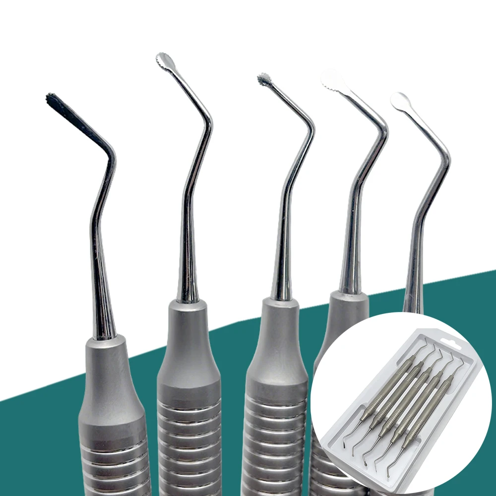 5 Pcs Dental Gingival Retraction Cord Packer Instrument Set Serrated Tips For Tissue Separation Restoration