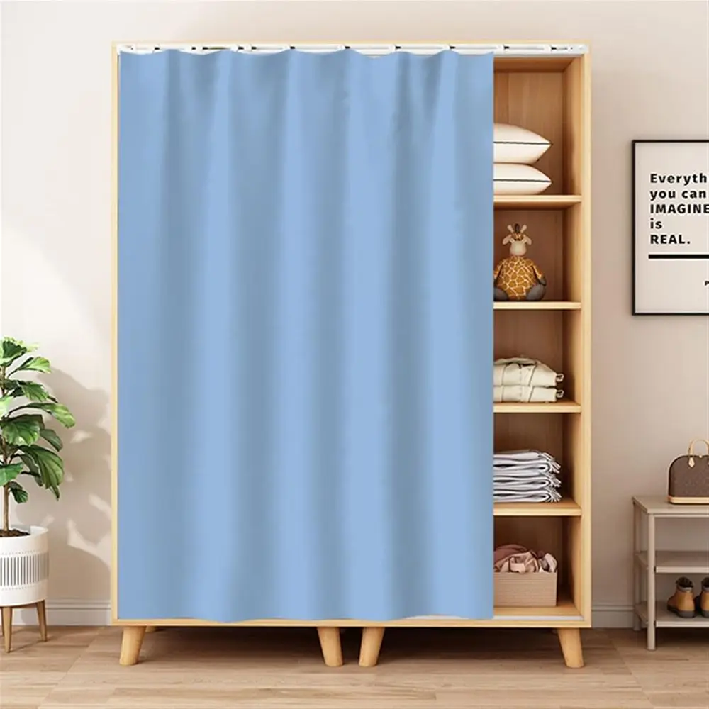 Cabinet Curtains or Shelves, Privacy Closet Curtain Dust-Proo Window Shades or Kitchen Storage Room, No Tools No Drill Blue 1, 4