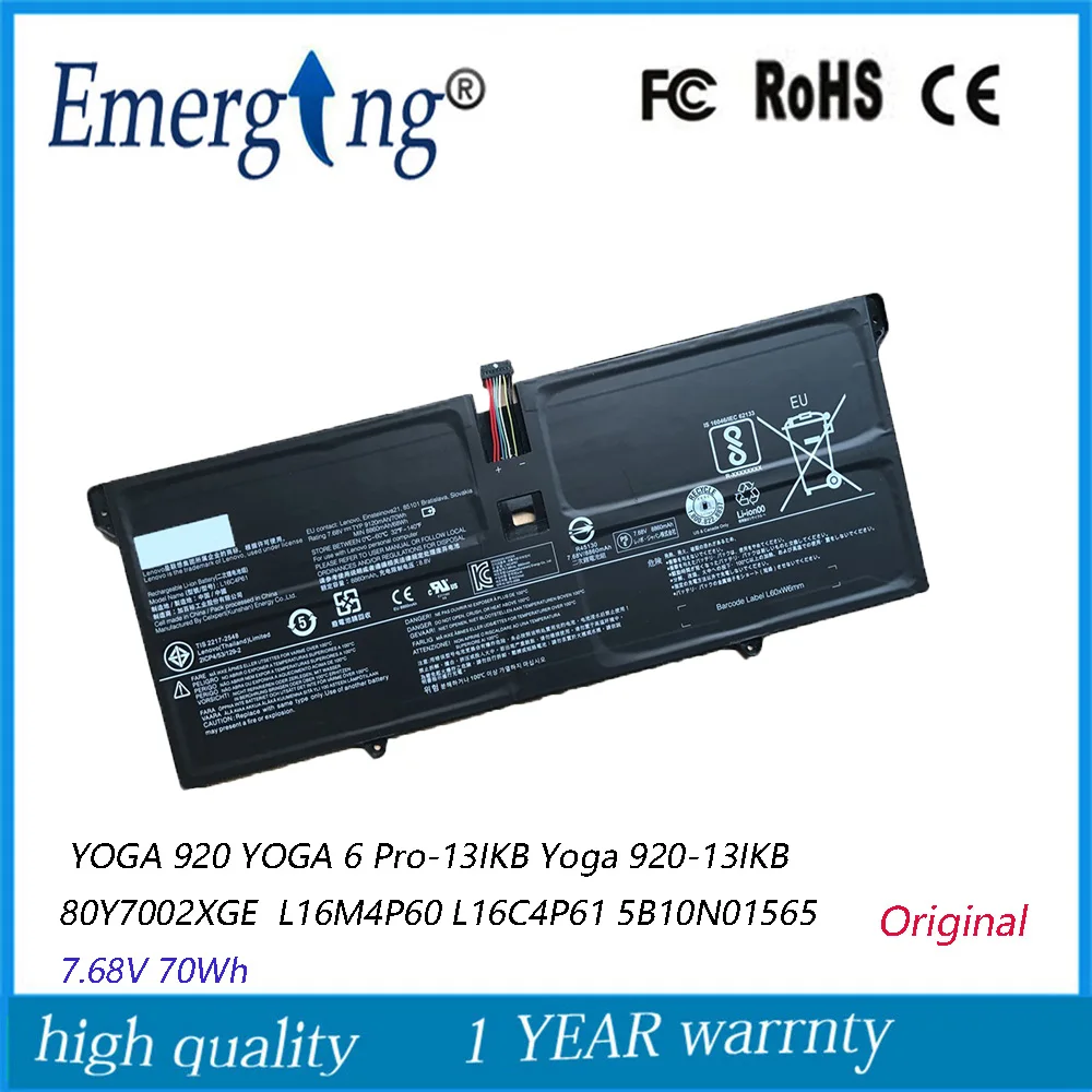 Bateria do Portátil para Lenovo Yoga 920 Pro13ikb Yoga 920-13ikb 80y7002xge 5b10n01565 7.68v L16c4p61 L16m4p60 70wh