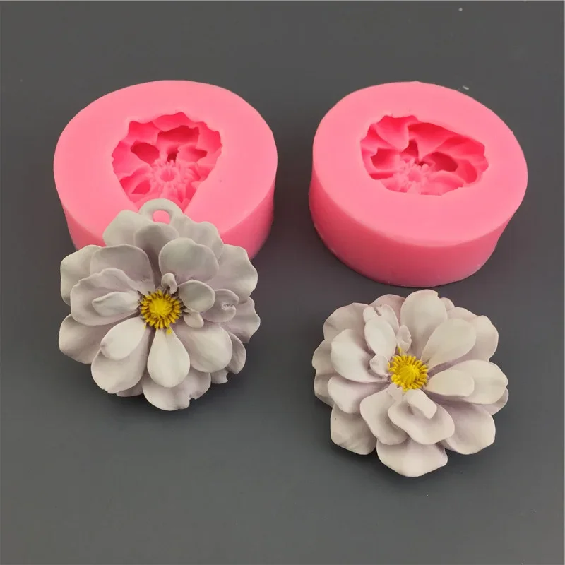 DIY Ranunculus Pendent Silicone Mold Clay Aromatherapy Plaster Soap Molds DIY Chocolate Fondant Baking Cake Decor Peony Flowers