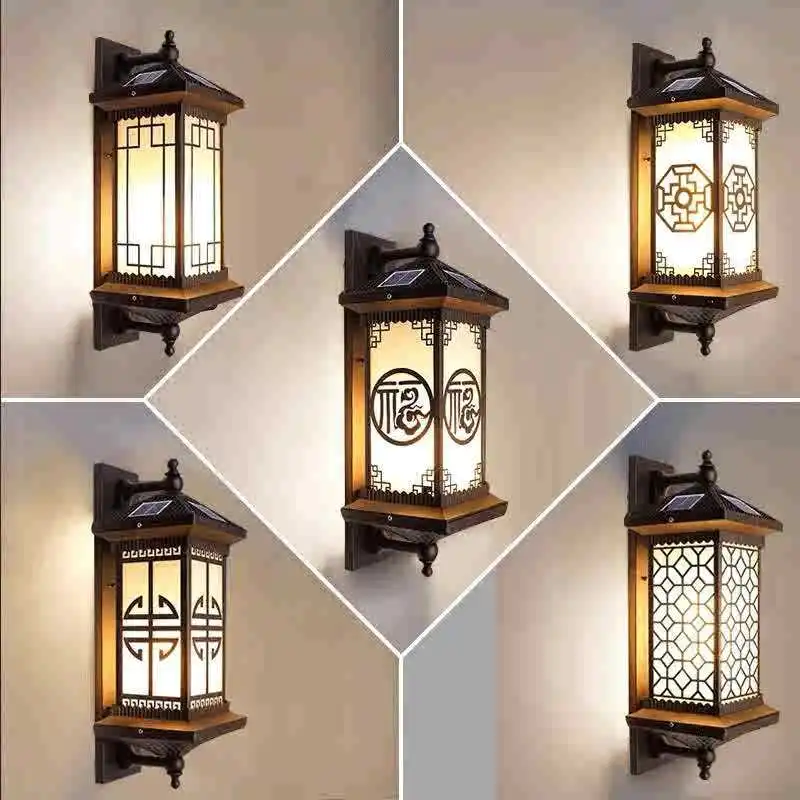 

Solar Wall Light Outdoor Balcony Courtyard Gate Light Garden Wall Chinese Villa Terrace LED Light Outdoor