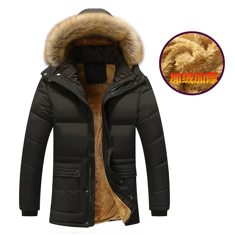 Winter Parkas Men Fur Collar Warm Thick Cotton Multi-pocket Hooded Parkas Mens Casual Warm Coats Outwear Plus Size 5XL Overcoat