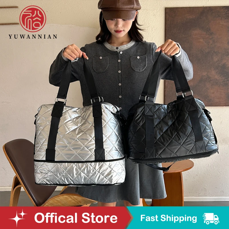

Lightweight Quilted Travel Bag Women Expandable Weekender Dry Wet Separation Gym Shoulder Tote