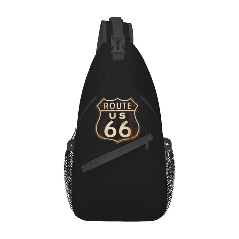 Cool Us Route 66 Sling Bags Voor Reizen Wandelen Heren California Teken Borst Crossbody Rugzak Schouder Dagpack