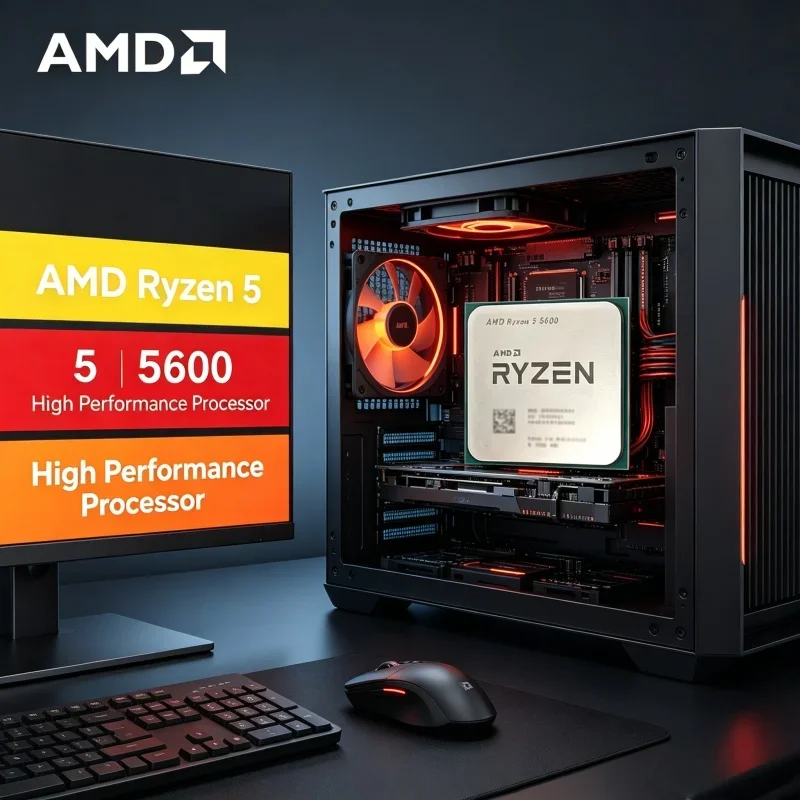 Nuevo Procesador AMD Ryzen 5 5600 R5 5600, 6 Núcleos, 12 Subprocesos, 3.5GHz, Desbloqueado, Socket AM4, para Juegos de Escritorio, Sin Caja