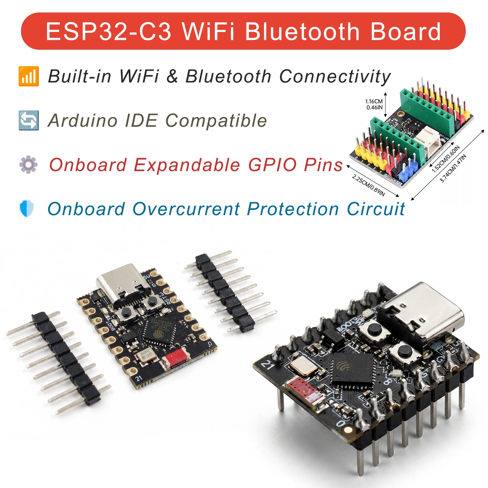 ESP32-C3 SuperMini RISC-V WiFi Bluetooth Board Type-C for Arduino IoT Low Power 43μA Compact External Antenna Home Auto Reliable