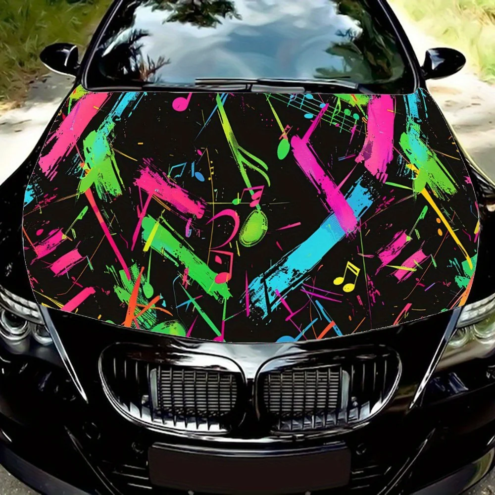 

Красочные заметки и линии, наклейка на капот автомобиля, самоклеящаяся наклейка на капот из ПВХ, декор, устойчивая к царапинам наклейка, защита, автоаксессуары