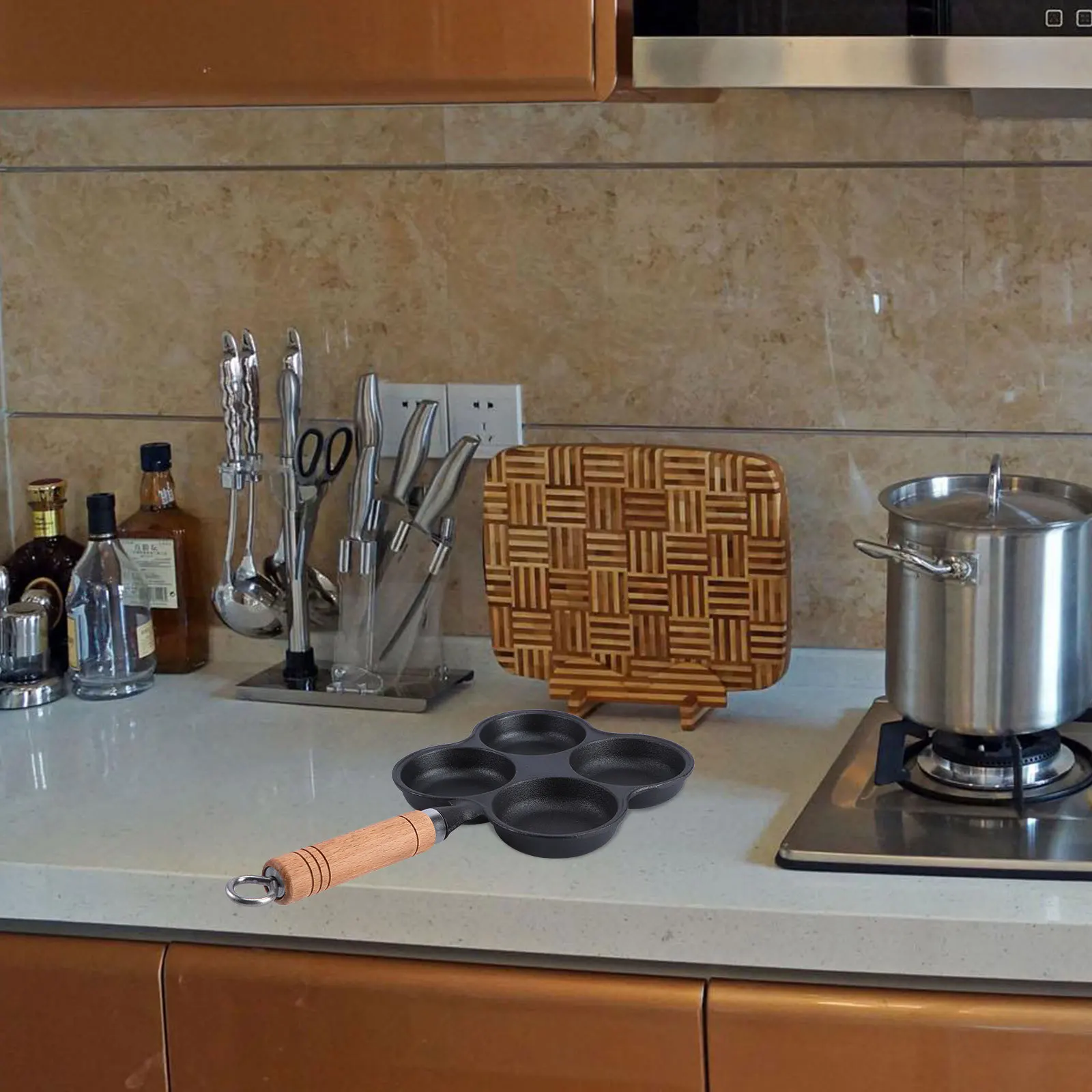 

1pc Four Hole Non-Stick Egg Cooker Cast Aluminum Pan For Pancake Bacon Omelette Stove Top Cooking Kitchen Accessory