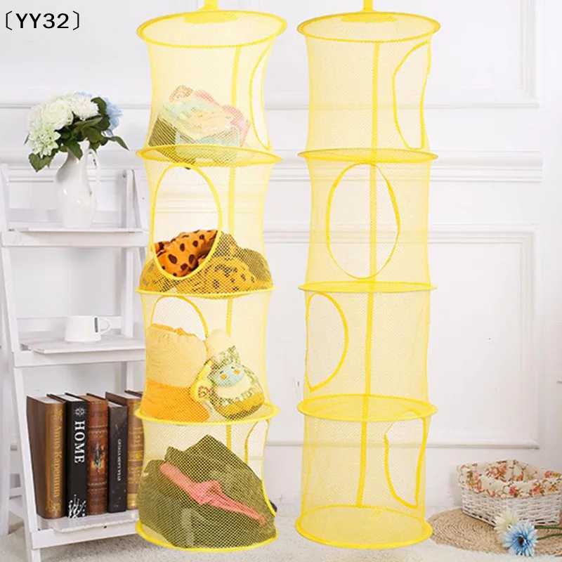 Foldable Plush Animal Storage Net 4 Compartments Hanging Mesh Toy Storage Hammock For Kids Room Toys Gloves Hats Socks〔YY32〕