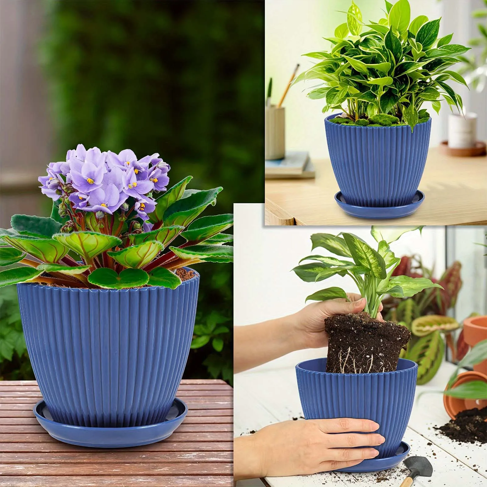 وعاء سميك متعدد الحجم بنمط عمودي، نبات بوعاء، وعاء غير سيراميك، شرفة منزلية أصيص زهور صغير لوازم البستنة جديد