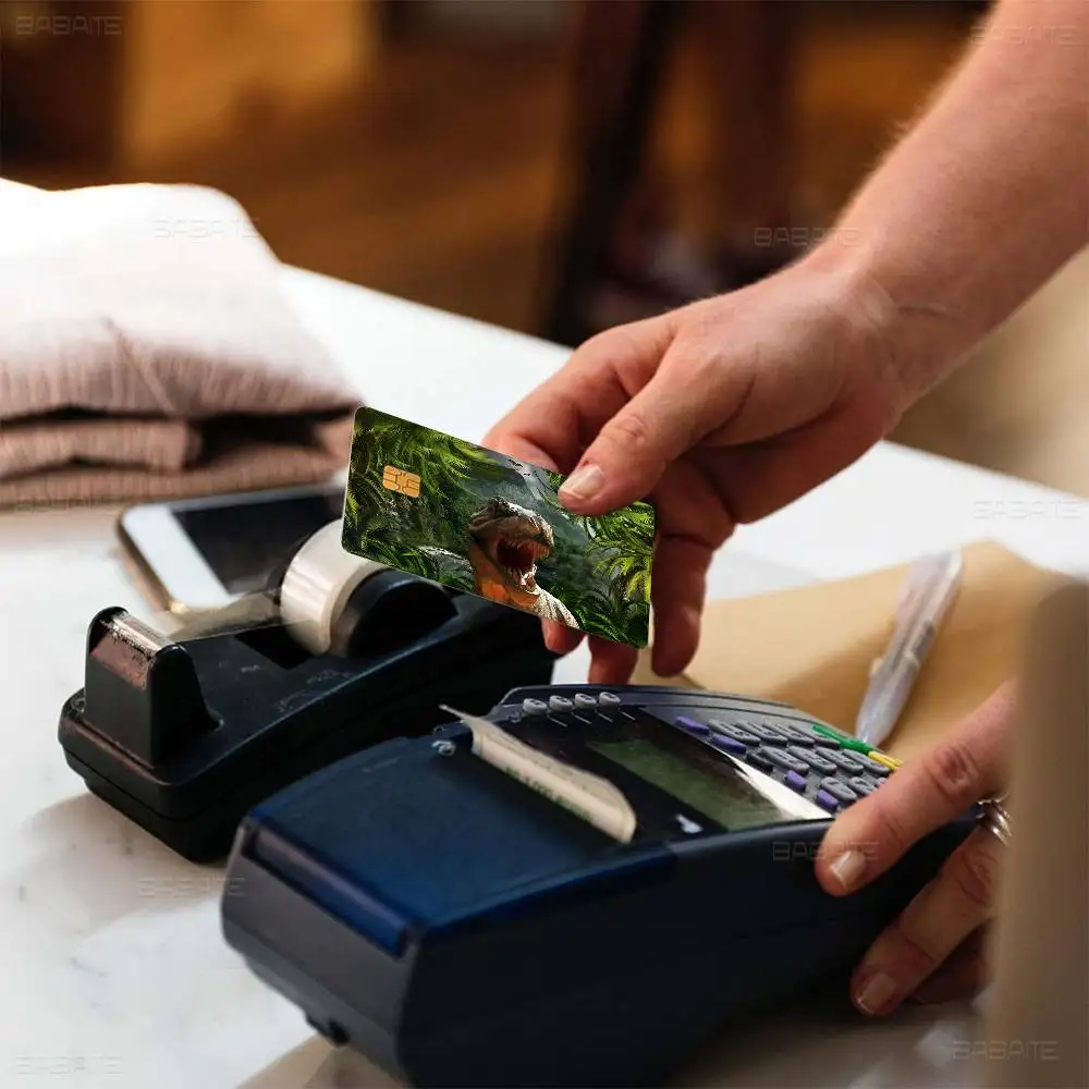 ديناصور الكرتون الحديقة الجوراسية أزياء لطيف الكرتون القط اللوحة لعبة فريدة من نوعها فيلم ملصق حالة الجلد لبطاقة الائتمان لا رقاقة #5