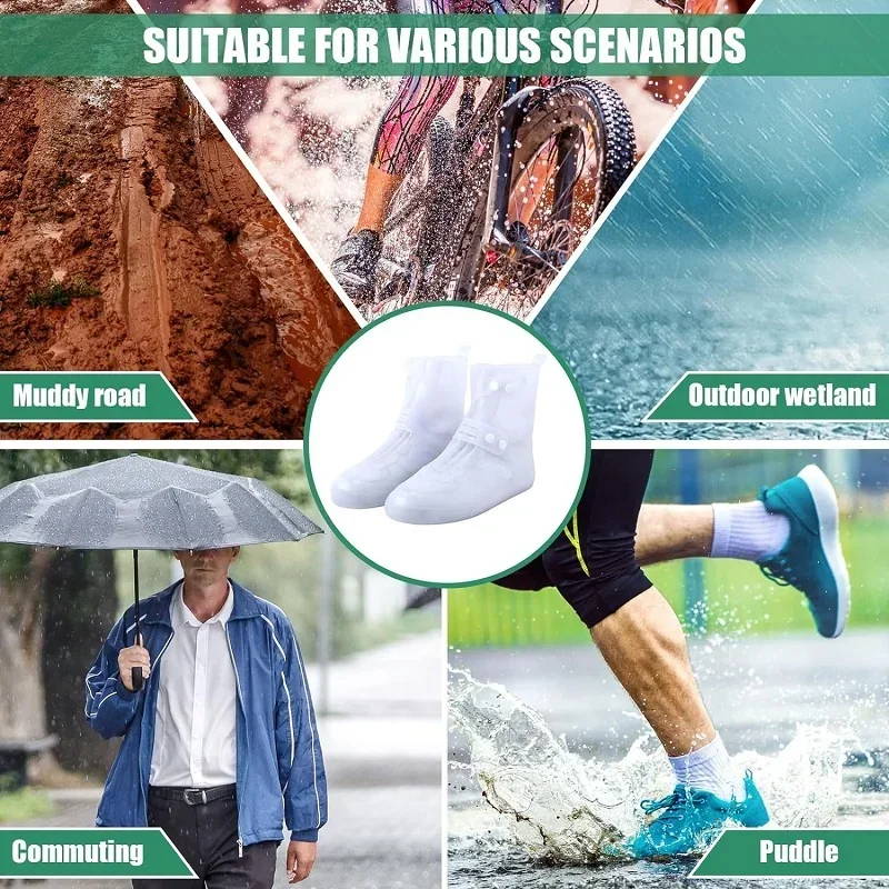 Rain Overshoes, Waterproof, Reusable, Non-Slip Shoe Covers Portable Silicone Rain Overshoes, with Adjustable Buckle, for Outdoor