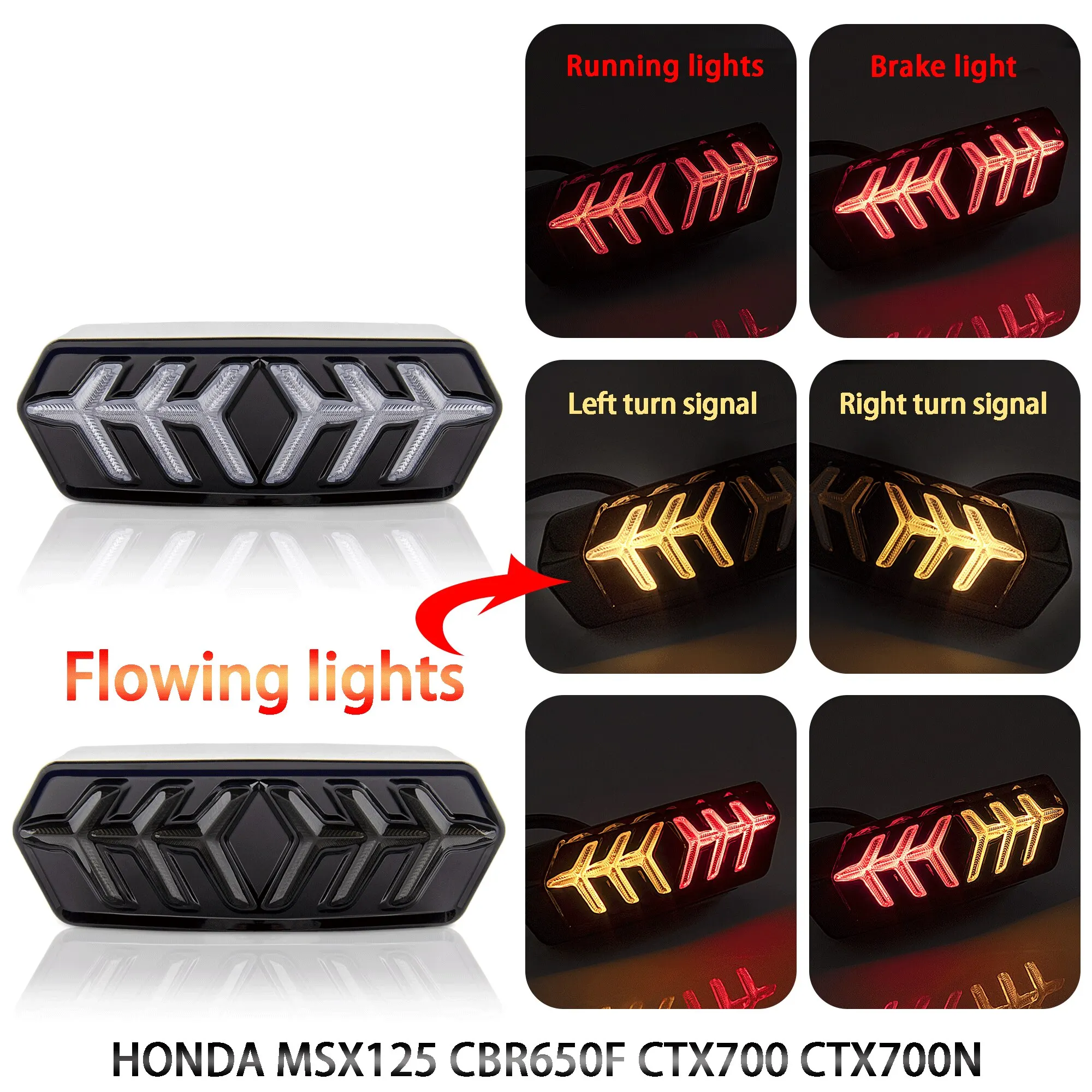 Luz LED trasera de freno para motocicleta, intermitente para Honda MSX125, CBR650F, CTX700, CTX700N, 1 piezas