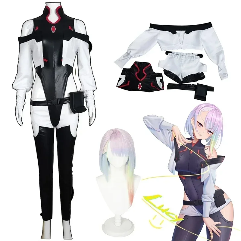 x;3,f'6;h\9/Anime Cyberpunk Edgerunners Lucy Cosplay Costume Bodysuit Jumpsuits Jacket Wig Full Suit Halloween Costu6'h.8\j,3/f' - view 2
