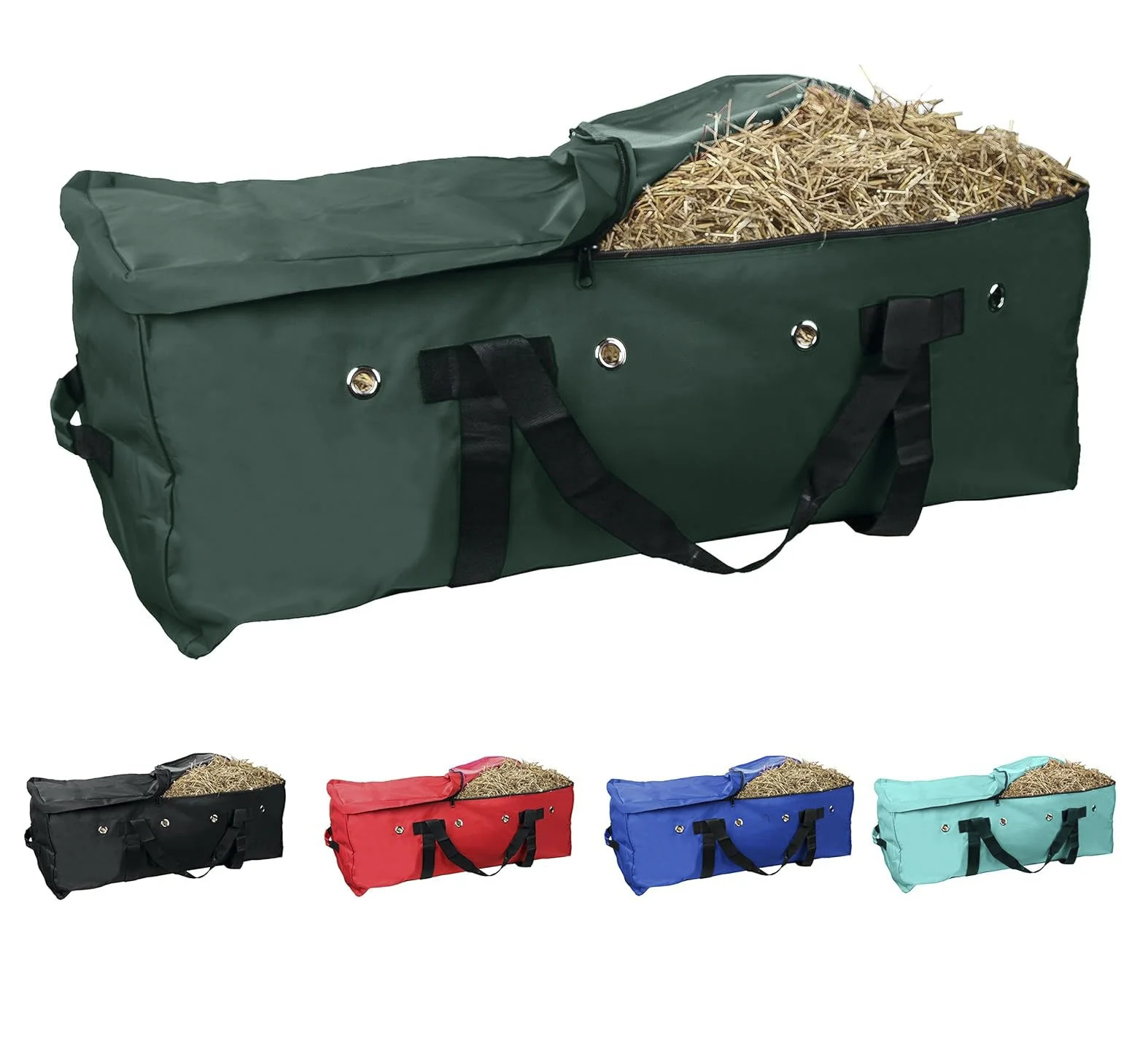 حقيبة قش نايلون ذات سعة كبيرة لتخزين وتغذية الحصان الدائري #2