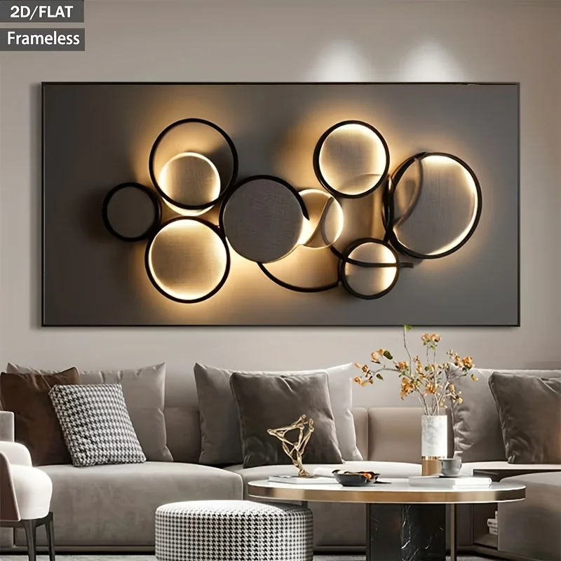 2D Flat, A Single Piece of Frameless Canvas Artwork, Featuring a Modern Minimalist Design with a Circular Geometric Pattern And