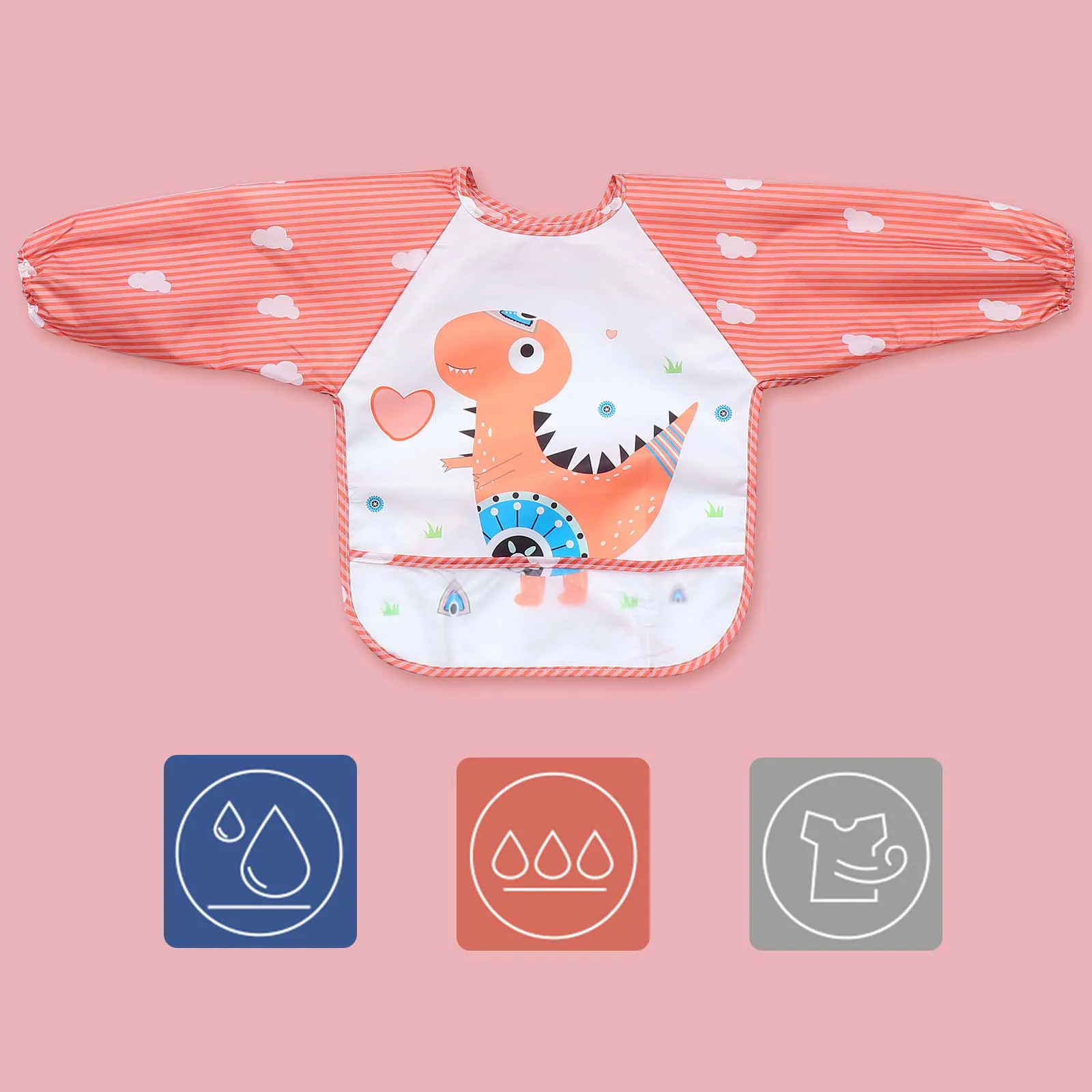 

WaterProof Baby Bibs Protective Drool Kids Polyester Gown StainResistant FullCoverage Elastic Recovery