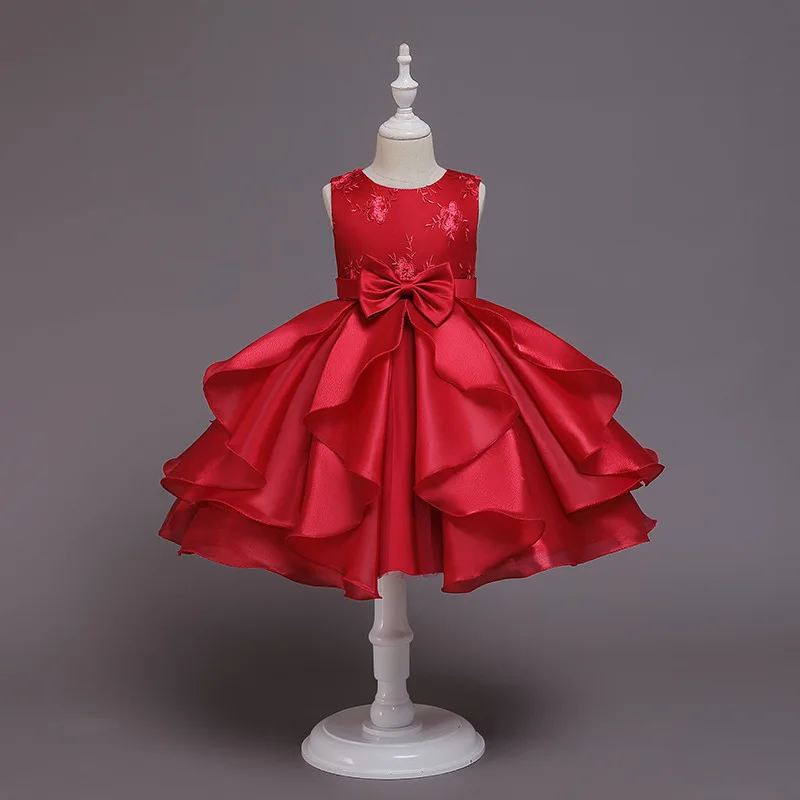 

Embroidery Flower Girl Princess Dress For Weddings Bridesmaid Costume Children Elegant Evening Ball Gown Girls Party Dresses