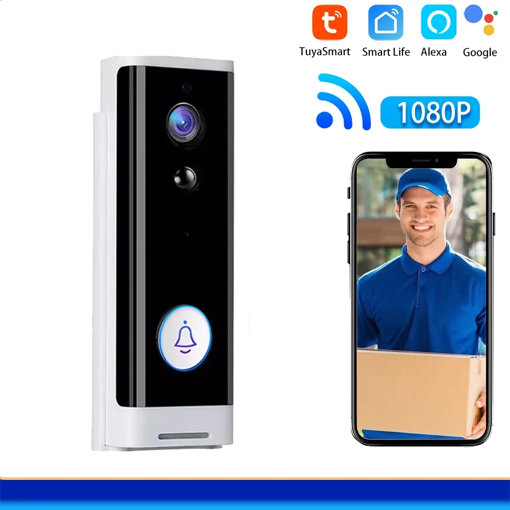 Tuya WiFi Doorbell Camera Outdoor CCTV Video Door Phone Battery Power Smart Home Security Protection SmartLife Alexa Door Bell