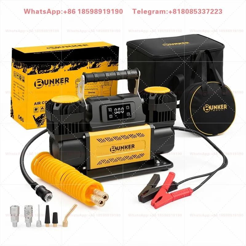 BUNKER 12V Portable Dual Cylinder Air Compressor 12.36CFM Heavy Duty Electric Auto Tire Inflator For Car Off-Road Vehicle
