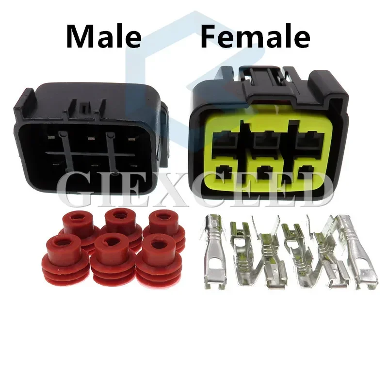 2 Sets 6 Pin FSW-C-6F-B Female Male Wire Harness PCB Socket AC Assembly Waterproof Automotive MotoCycle Connector