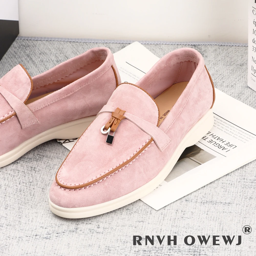 Suede Leather Women Loafers Shoes 2023 Spring Autumn Luxury Casual Women Shoes Rubber Sole Women Flat Loafers Comfortable Shoes