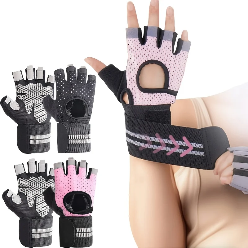 

2 шт., перчатки для тяжелой атлетики, унисекс, дышащие перчатки для тренировок, противоскользящие перчатки для тренировок, регулируемая поддержка запястья, перчатки для фитнеса