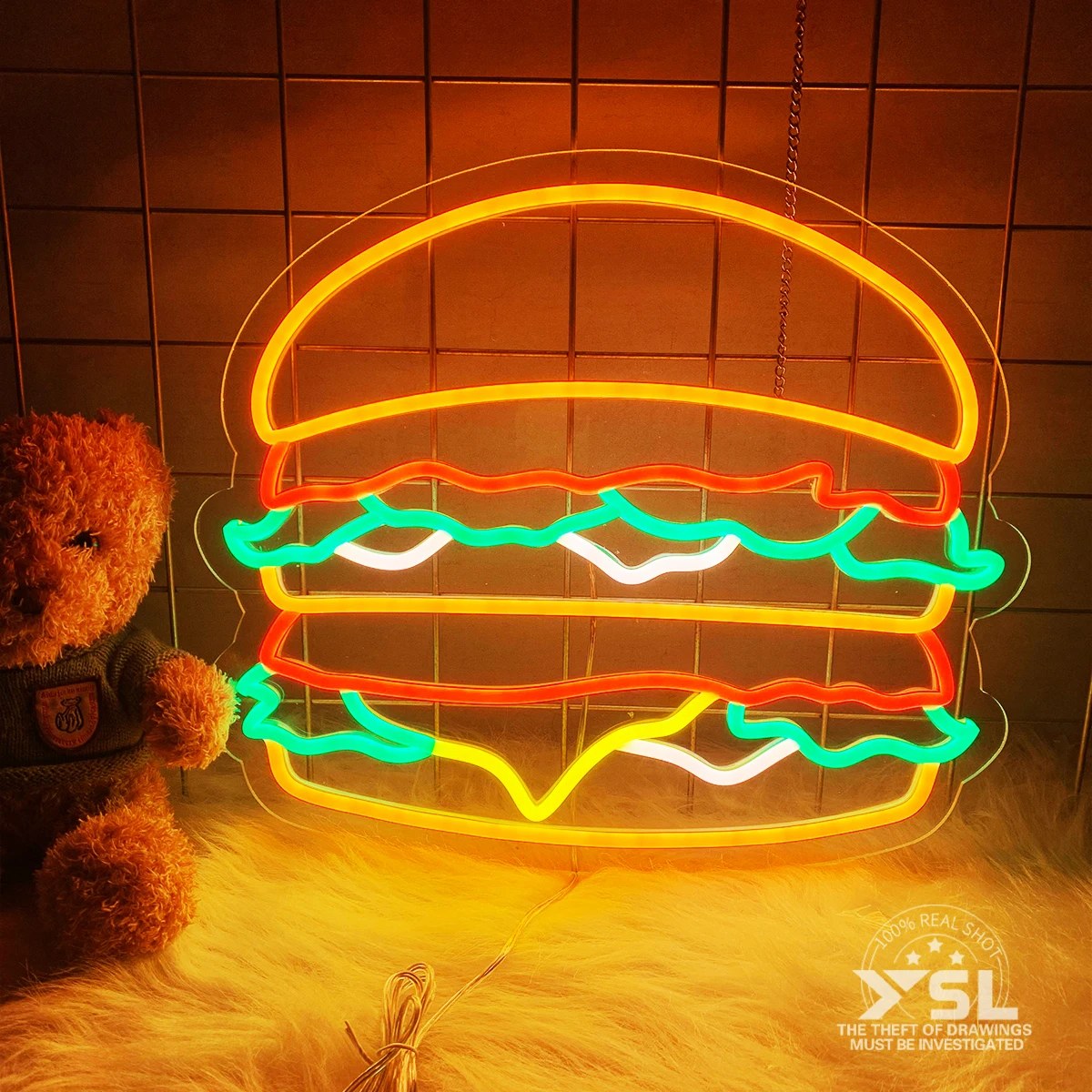 

Hamburger shape neon custom-made, applicable to restaurants hamburger shop shop led neon lights to create an atmosphere