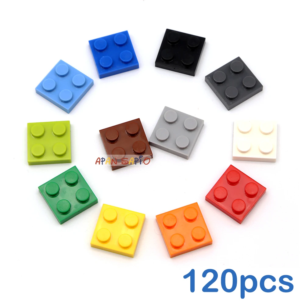 120pcs DIY Building Blocks Thin Figures Bricks 2x2 Dots Educational Creative Size Compatible With 3022 Plastic Toys for Children