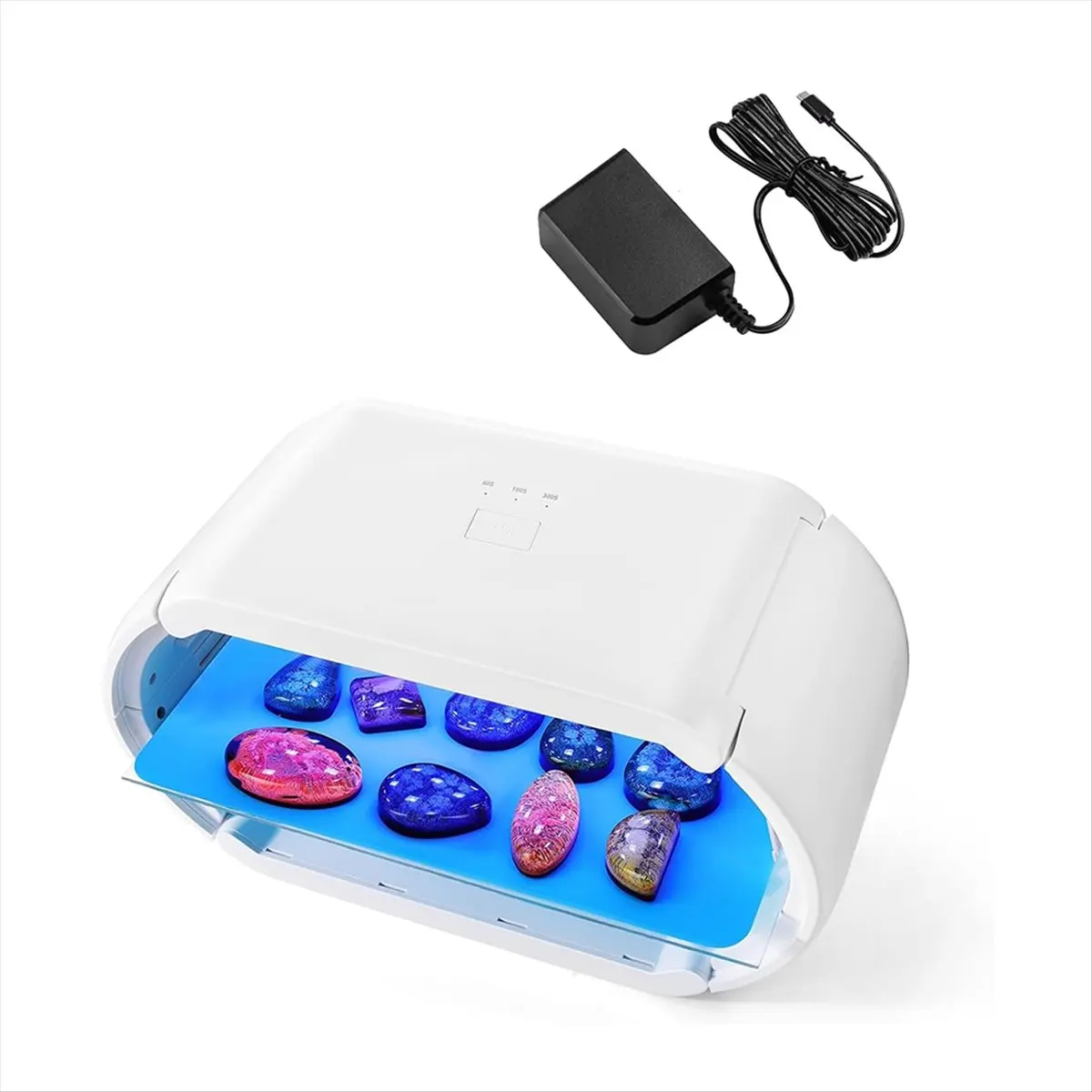 AA19 2-In-1 UV Resin Lamp, Faster Curing Double-Sided UV Resin Lamp with 48 LED Beads, Adjustable Time Setting EU Plug