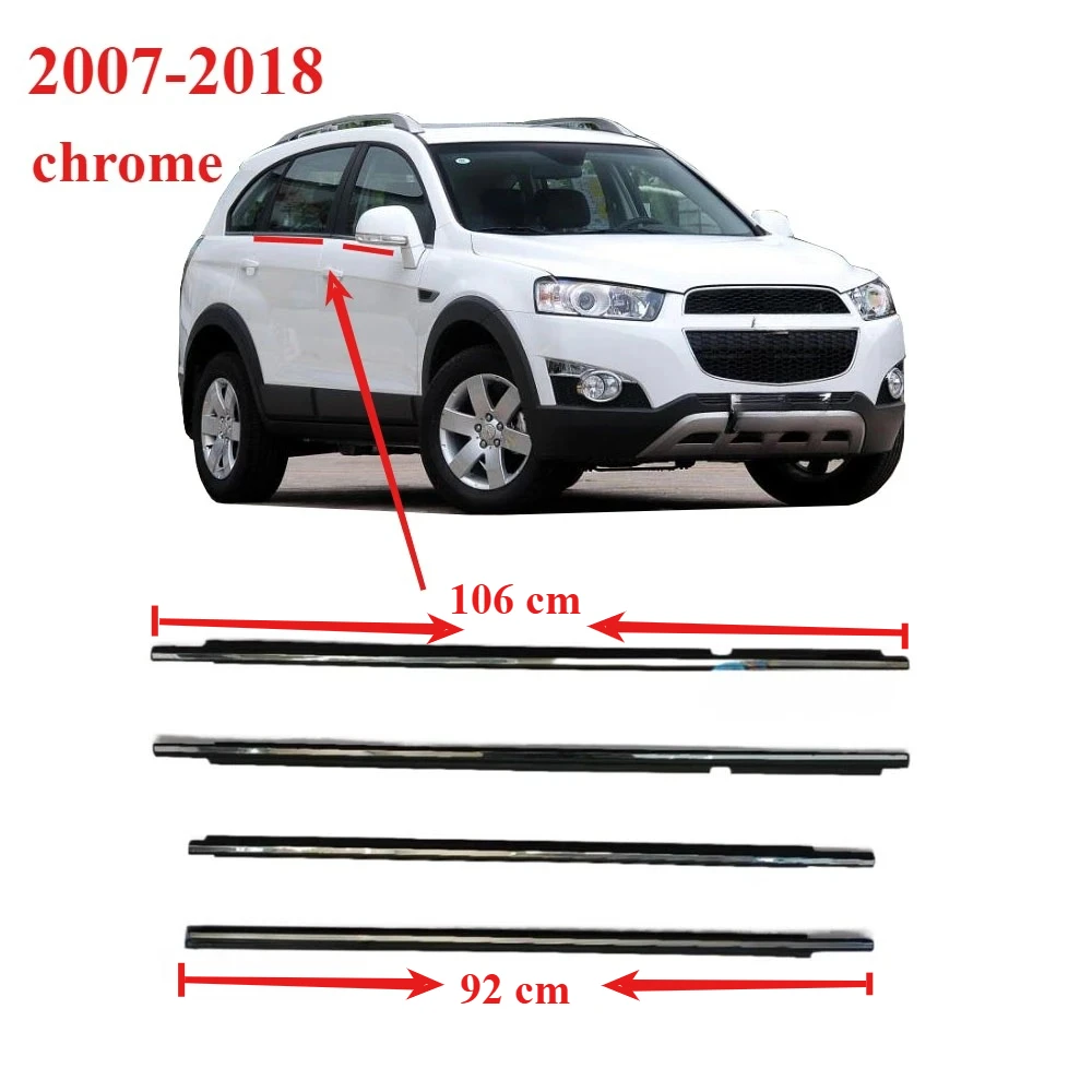 

4 шт. хромированная уплотнительная лента для Captiva 2007-2018, набор резиновых уплотнений для 1 автомобиля, наружная резина для остановки дождя, 106 см 92 см