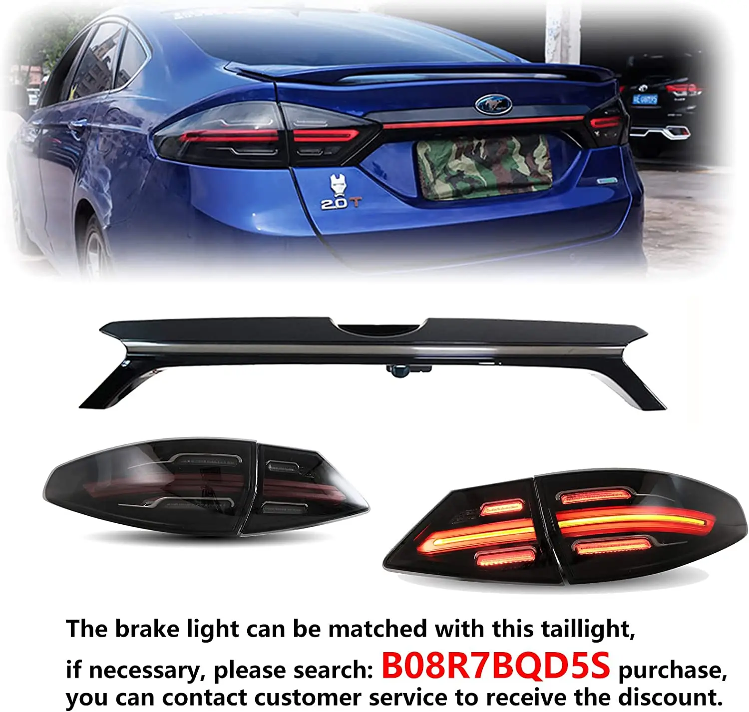 LED Tail Brake Breathing Lights For Ford Fusion / Mondeo 2013-2019 Dynamic Animation DRL