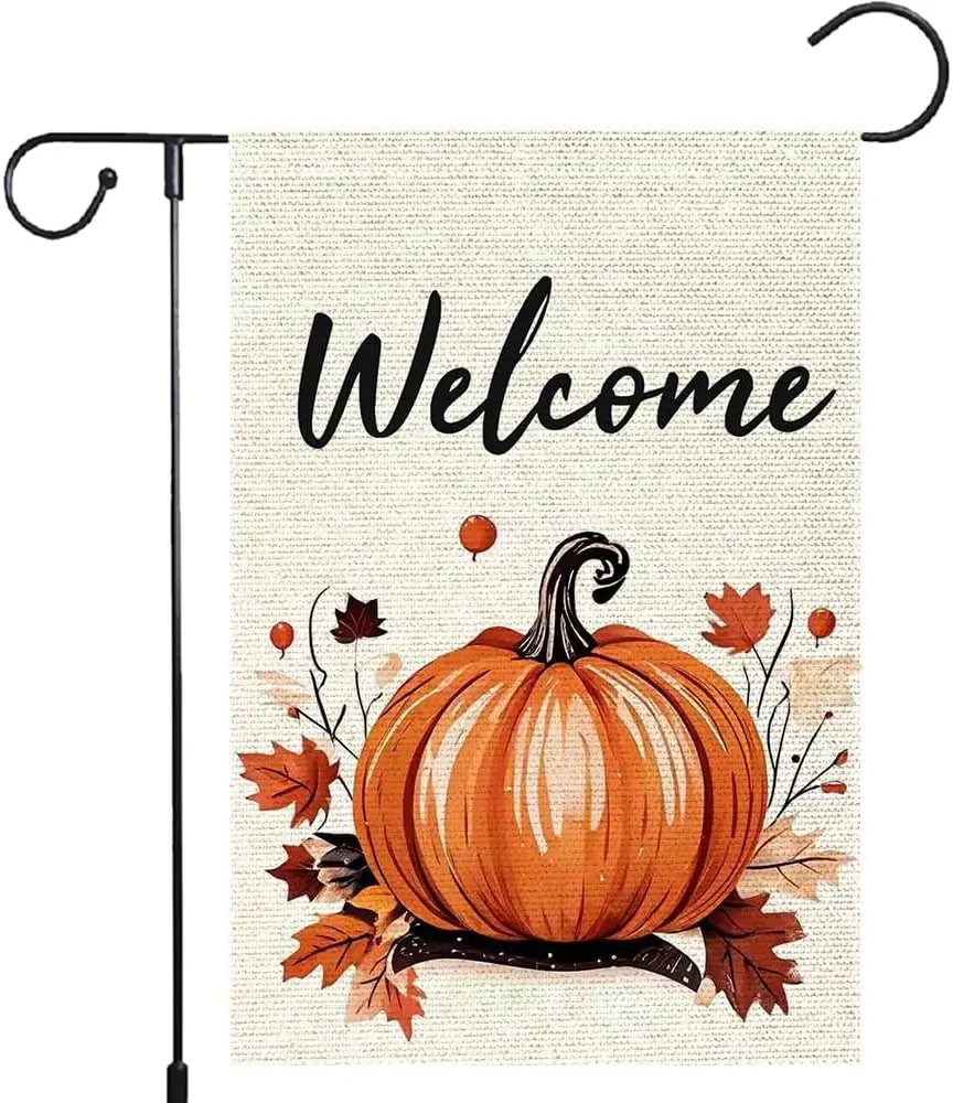 Fall Garden Flag Outdoor 12x18 double sided Courtyard Bag Garden Thanksgiving Pumpkin, Deciduous Harvest flag Welcome Holiday fl