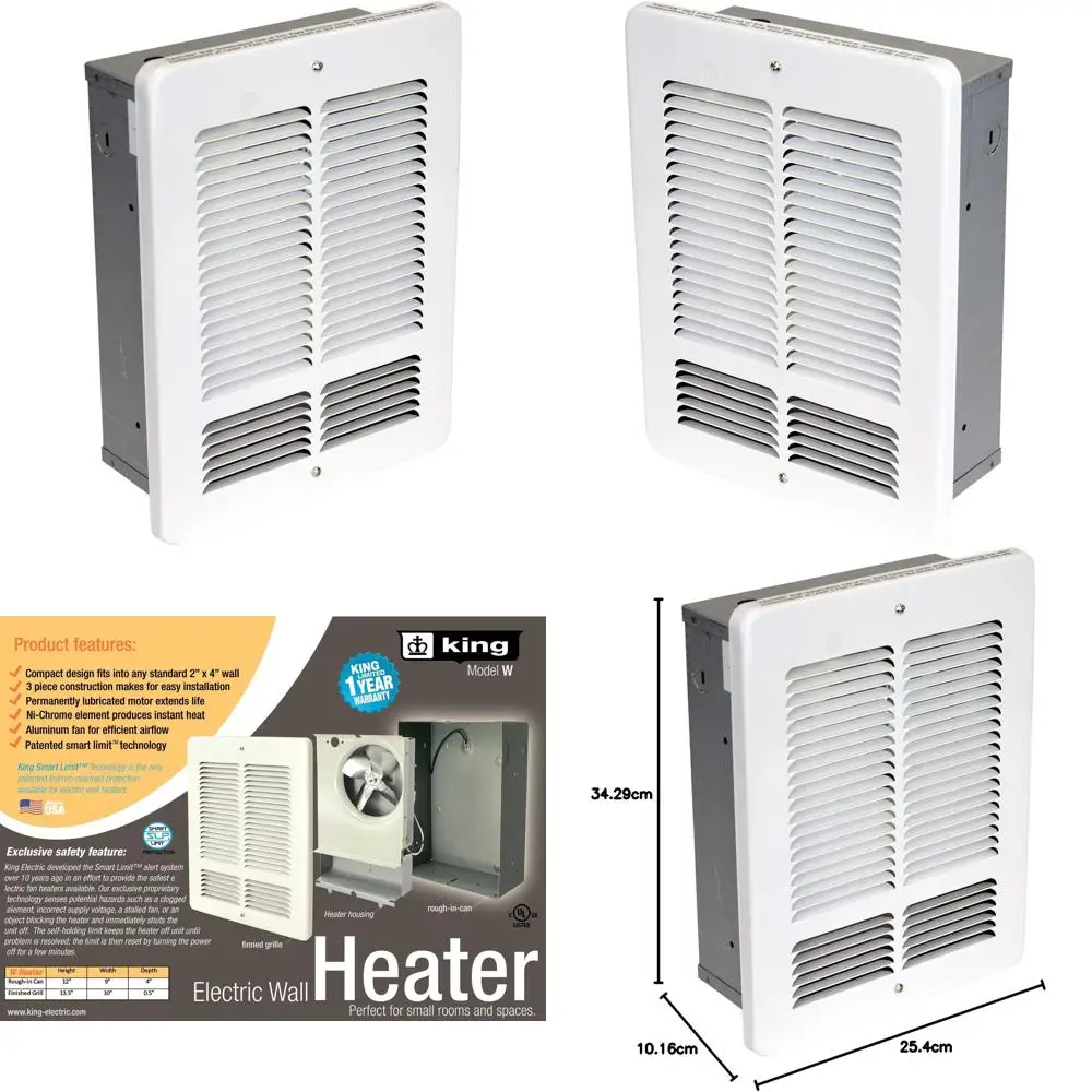 

1200W 240V White Wall Mounted Electric Heater, Series W, High Efficiency Home Heating Solution