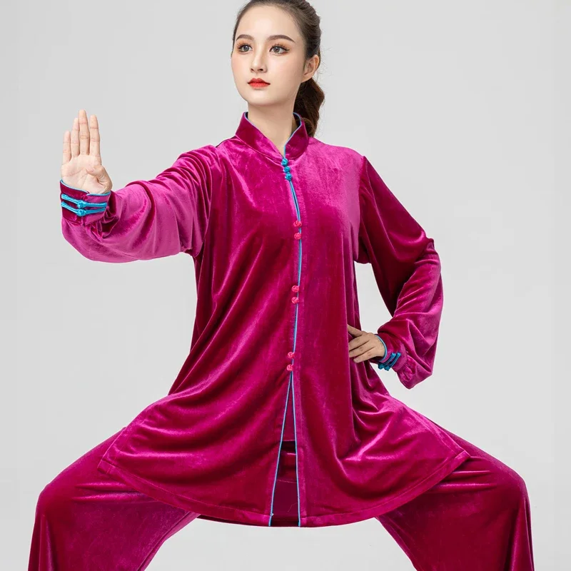 

Kun Master утолщенная бархатная форма Тайчи, элегантный зимний костюм для боевых искусств, одежда для кунг-фу, тайцзи для женщин