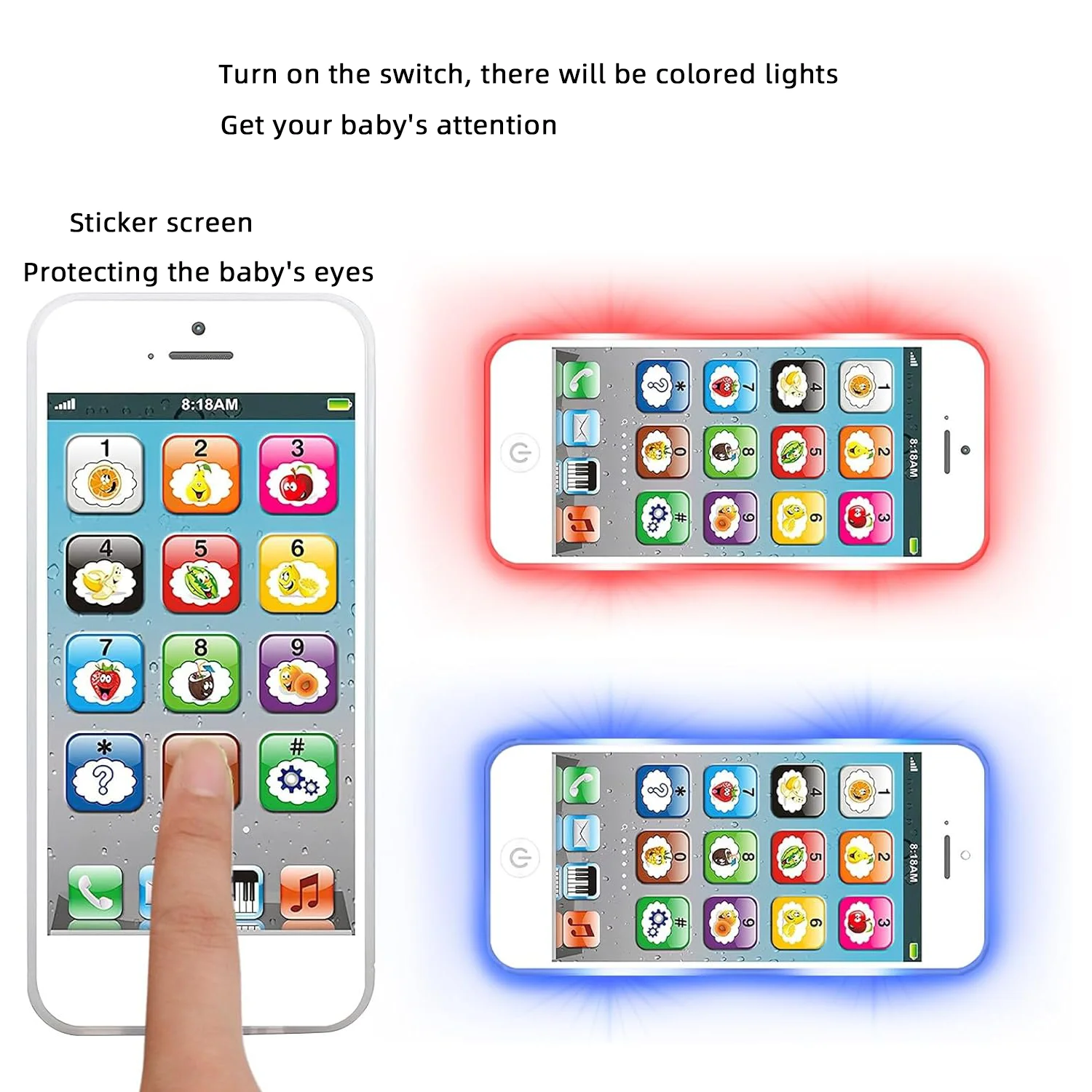 Children\'s English mobile phone color lighting charging puzzle toy early education machine English simulation telephone